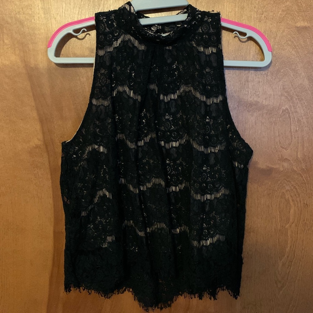 Black lace tank top/ crop top